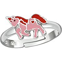 Los mejores  - Tata Giselle - Anillo de pie de Plata 925-000 rodiada – Anillo Ajustable Unicornio Rosa y Rojo –